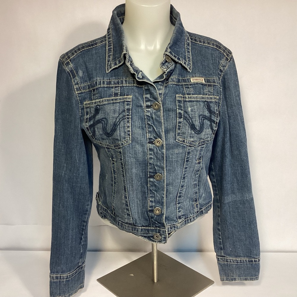 Hydraulic Womens distressed jean jacket size large